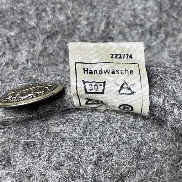 Geiger Vintage 80s Cropped Blazer Jacket Womens Medium Gray Wool Pockets Austria - Picture 12 of 13